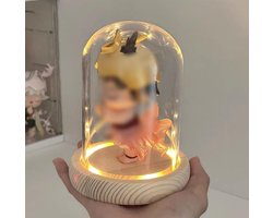 Glazen Display Koepel Cloche, 1Sets Heldere Tafelblad Vitrine Stolp Met Houtkleur Gloeiende Basis for Planten Verzamelbare Figuur Kaarsen Medailles(White,12 * 26cm)