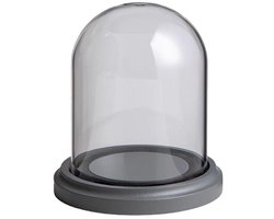 Glazen Display Koepel - Decoratieve Stolp - Objecten Beschermen - Met Grijze Houten Basis - 12 x 35 cm - Transparant