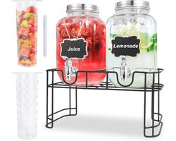 Glazen Drankdispensers Set van 2 met IJskern en Fruitinfuser voor Feesten en Barbecues