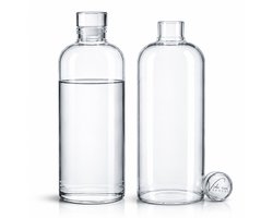 Glazen Drinkfles Met Glazen Dop 1000 ML - Waterfles Glas - 2 Stuks - Duurzaam - Lekvrij - Transparant Glas