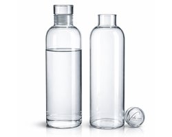 Glazen Drinkfles - Waterfles Glas - 2 Stuks - 500ML - Glazen Dop - Duurzaam - Lekvrij - Transparant Glas