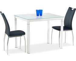 Glazen eettafel Argus 100 cm breed in milky wit