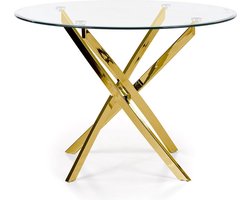 Glazen eettafel Raymond 100 cm breed Goud