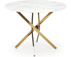Glazen eettafel Raymond 100 cm breed marmer wit
