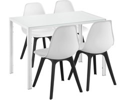 Glazen Eettafel Set met 4 Moderne Eetkamerstoelen
