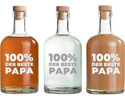 Glazen fles met gravure - 100% Beste Papa - 700 ml - glas