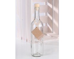 Glazen fles met kurk 750 ml - 2x - Glasflessen / flessen met kurk - Decoratie of opslag - transparant
