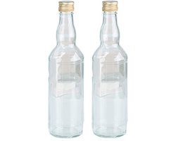 Glazen fles met schroefdop van 500 ml - 2x - Weckflessen - Waterflessen - Olie flessen - bewaarfles - flessen