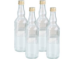 Glazen fles met schroefdop van 500 ml - 4x - Weckflessen - Waterflessen - Olie flessen - bewaarfles - flessen