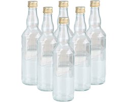 Glazen fles met schroefdop van 500 ml - 6x - Weckflessen - Waterflessen - Olie flessen - bewaarfles - flessen