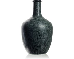 Glazen fles vaas 'sofia' donker groen - Mat - Luxe kwaliteit - Bloemen/Boeket - Decoratie