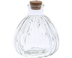 Glazen flesje - Vaasje - Kurk dop - 230ml - 8,5cm x 8,5cm x 10cm - 10 stuks
