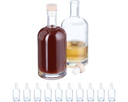 glazen flesjes met dop - set van 12 - 500 ml - kunststof kurk - oliefles