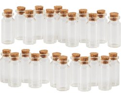 Glazen Flesjes met Kurk – 10ml – Set van 24 – Voor DIY, Kruiden, Decoratie – 3BMT®
