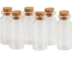Glazen Flesjes met Kurk – 10ml – Set van 6 – Voor DIY, Kruiden, Decoratie – 3BMT®
