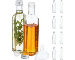 glazen flesjes set van 10 - met dop - klein - 250 ml - olieflesjes