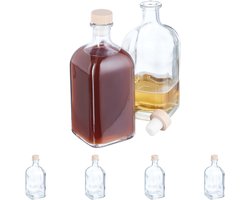 glazen flessen met kurk - set van 6 - 500 ml - oliefles