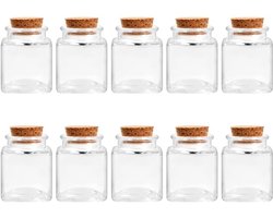 Glazen flessen met kurkdeksel - set van 10 - multifunctioneel - duurzaam