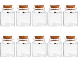 Glazen flessen met kurkdeksel - set van 10 - multifunctioneel - duurzaam