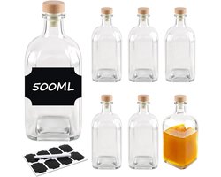 Glazen flessenset 500 ml - duurzaam en stijlvol - set van 6