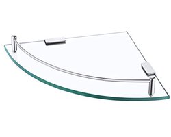 Glazen Hoekplank voor Badkamer met Roestvrijstalen Beugels - Gehard Glas en Gepolijste Afwerking