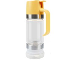 Glazen honingpot - druppelvrije honingpot met handvat, siroopdispenser - koffie of thee - geel