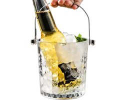 Glazen ijsemmer - Ijsblokjes houder - Dranken koelen - Handgemaakt ontwerp - 900 ml - Transparant