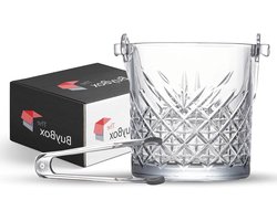 Glazen ijsemmer met handvat en tang - 1.1L - geschikt voor feesten en barbecues