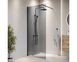 Glazen inloopdouche zwart 70x200 cm veiligheidsglas nanobekleding