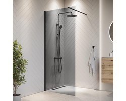 Glazen inloopdouche zwart 70x200 cm veiligheidsglas nanobekleding