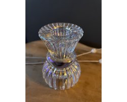 Glazen kaarsenhouder | Parelmoer | waxinelichthouder - Glass - Kandelaar - Kanderlaarset - Handgemaakt - Helder wit - Glas - Ronde vorm - Woon - Wonen - Decoratie - woonaccessoires - Woonaccessoire - Chique - Landelijk - Theelichthouder - Theelicht