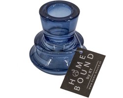 Glazen kaarsenstandaard blauw
