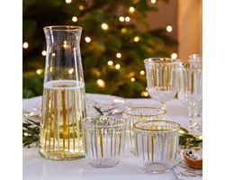 Glazen kan met gouden strepen - 25 cm - geschikt voor dranken