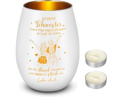 Glazen Kandelaar met kaarsen - Cadeau voor Zus, Vriendin - Sfeervolle Verlichting en Decoratie