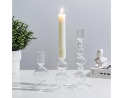 Glazen Kandelaars Houder - Helder Taper Kaarshouder Set Van 3 - Gekleurde Kandelaars Bubbel Kaarshouders Voor Woonkamer - Kandelaarhouders Voor Decoratie Huisdecoratie Feesttafels Decoratie
