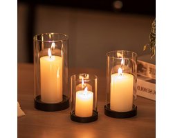 Glazen Kandelaars - Kaarshouders Set - Sfeer Creëren - Moderne Esthetiek - Set van 6 - Zwart