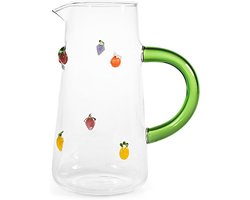 Glazen karaf 1,6 liter van borosilicaatglas met fruit decoratie