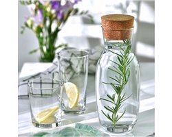 Glazen karaf met kurkstop voor water, sap, melk - 1000 ml