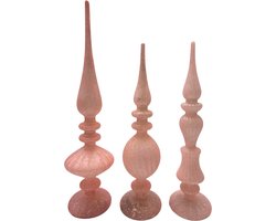 Glazen Kerstbomen Set van 3 – 35 cm – Trendy Kleuren – Luxe Kerstdecoratie voor Tafel en Vensterbank