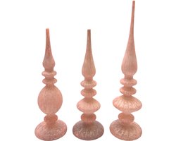 Glazen Kerstbomen Set van 3 – 35 cm – Trendy Kleuren – Luxe Kerstdecoratie voor Tafel en Vensterbank