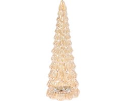 Glazen kerstboom met LED-decoratie, 24 cm