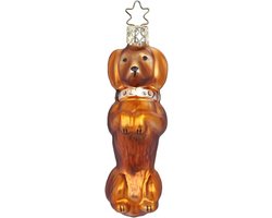 Glazen Kerstboomhanger Teckel - Handbeschilderde Kerstdecoratie - 9,5 cm