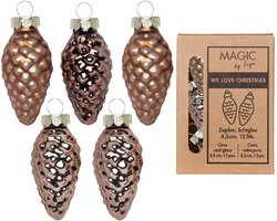 Glazen Kerstboomhangers Dennenappels Mix 12 stuks Beige Bruin Grijsachtig Goud Elegant