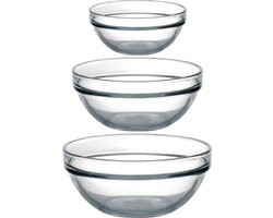 Glazen keuken schaaltjes/kommetjes set 14 stuks in 3 formaten 20-17-10 cm - Saus/serveer/groente/snacks