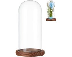 Glazen Koepel - Decoratieve Stolp - Stoffen Beschermen - Met Kurken Bodem - 10.5 x 19 cm - Transparant