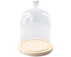 Glazen Koepel met Houten Basis - Decoratie - 1 stuk - Borosilicaatglas