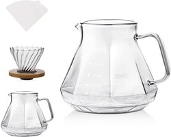 Glazen Koffiekan Set 600ml - Pour Over Koffiezetapparaat