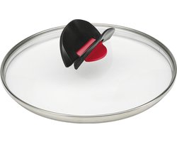 Glazen Kookdeksel - Pan Deksel - Koken en Braden - Inklapbare Handgreep - 28 cm Diameter - Transparant