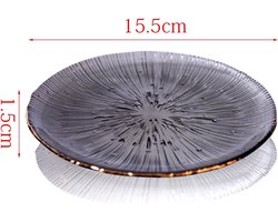 Glazen kristallen fruitplaat voor thuis bruiloft feest - rookgrijs, serveerplaat met gouden inleg, multifunctioneel dienblad voor snacks en snoep, decoratieve plaat