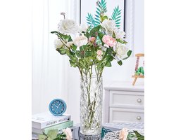 Glazen Kristallen Vaas 25 cm Hoog - Moderne Bloemenvaas voor Tulpen, Rozen en Planten